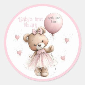 Biblioteca do Bebê Adesivo | Urso Teddy Rosa