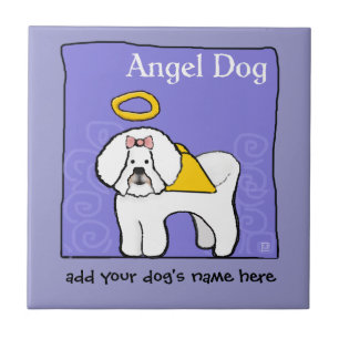 Bichon Frise Dog Angel Personalize Azulejo Cerâmic