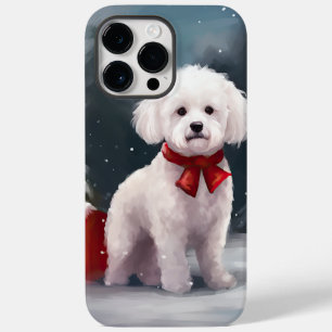 Bichon Frise Dog no Natal da Neve