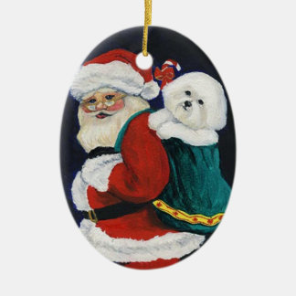 Bichon Frise e enfeites de natal da arte do papai