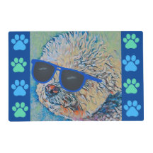 Bichon legal em óculos de sol e placemat laminado