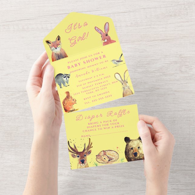 Bichos de floresta bonitos É um Chá de fraldas (Aba destacável)