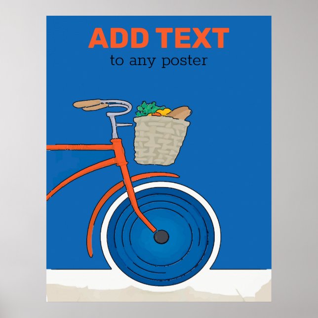 Bicicleta Antiga, adicionar ou editar texto Poster (Frente)
