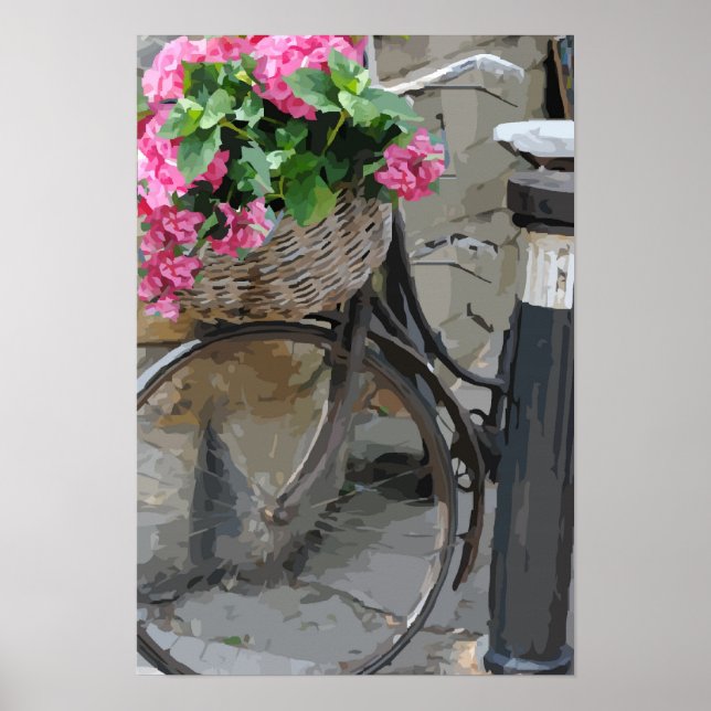 Bicicleta com Poster de Flores (Frente)