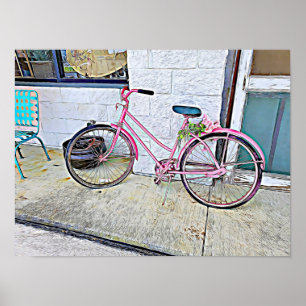 Bicicleta cor-de-rosa -- poster da parede