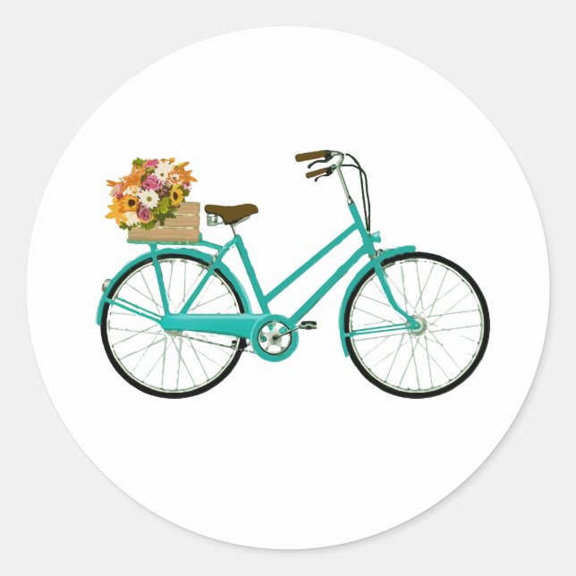 Bicicleta de Vintagem com Flores com Adesivos de P (Frente)