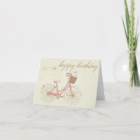 Bicicleta Rosa com Cartão de Aniversário Feliz Ter