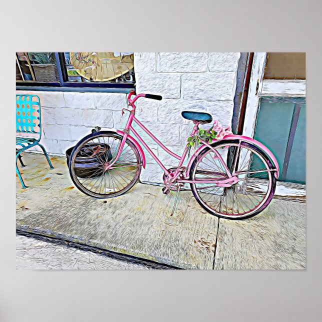 Bicicleta Rosa — poster de parede (Frente)