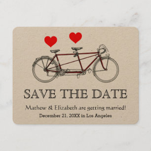 Bicicleta Tandem Fofa Vintage Anúncio de Casamento