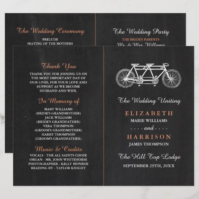Bicicleta Tandem No Programa De Casamento De Chalk (Frente/Verso)