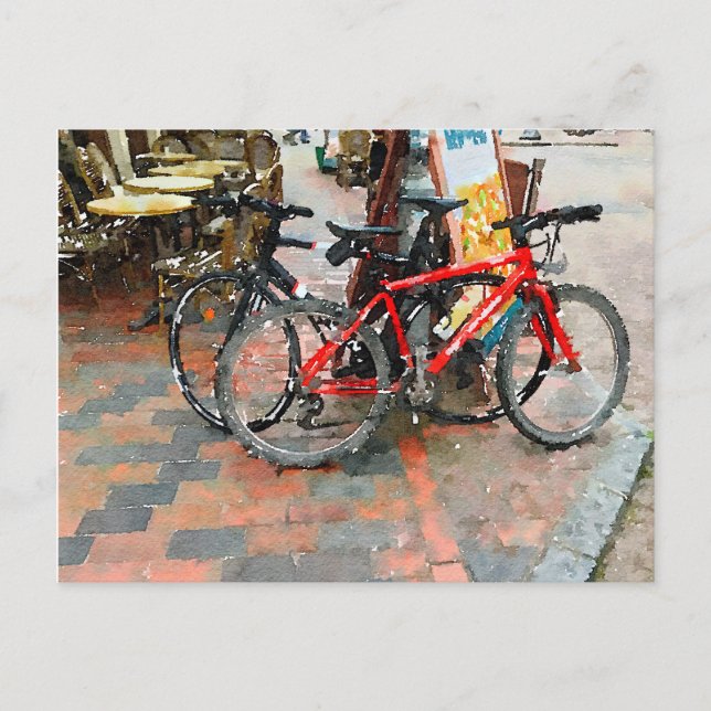 Bicicletas Coloridas No Cartão Postal Para A Sidew (Frente)