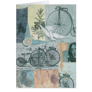 Bicicletas e cartão da arte da colagem da paz