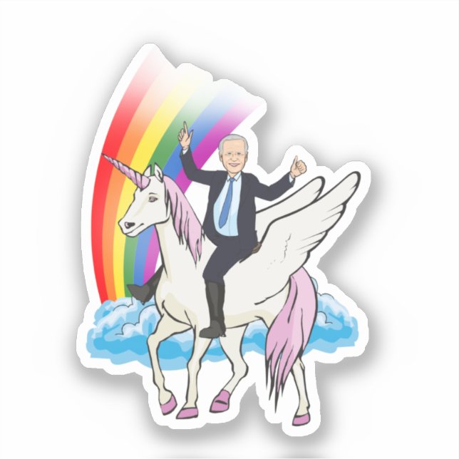 Biden em um Adesivo de Unicórnio (Frente)
