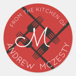 Bifurca-se o monograma da cozinha da etiqueta