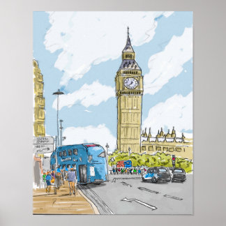 Big Ben London Watercolor Poster
