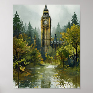 Big Ben Poster - Ilustração Vibrante de Londres