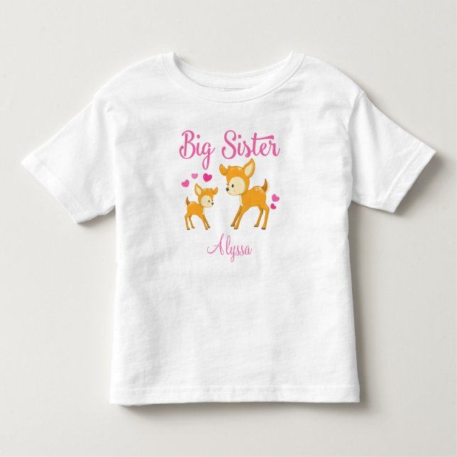 Big Sister Deer Personalizada T-shirt (Frente)