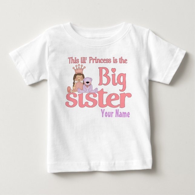 Big Sister Princesa Personalizada T-Shirt (Frente)