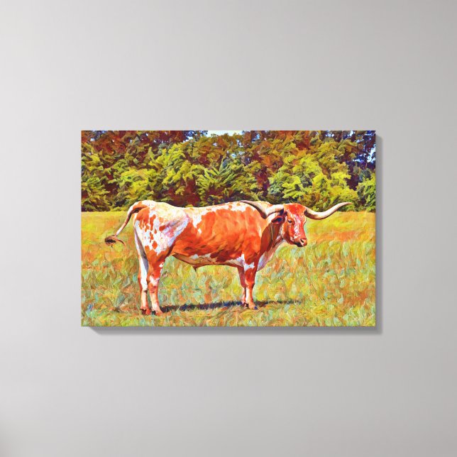 Big Texas Longhorn Canvas de Impressão de Arte (Frente)