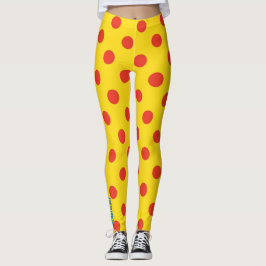 Big Top Dots: Bold Yellow & Red Polka Dot Leggings