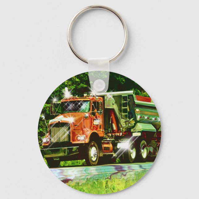 BIG TRUCK ORANGE GRAVEL TRUCK Art Chaveiro (Frente)