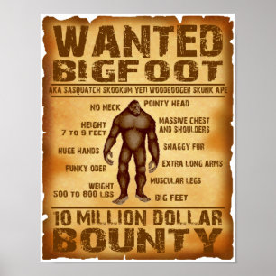 Bigfoot quis o poster 10 milhão recompensas do