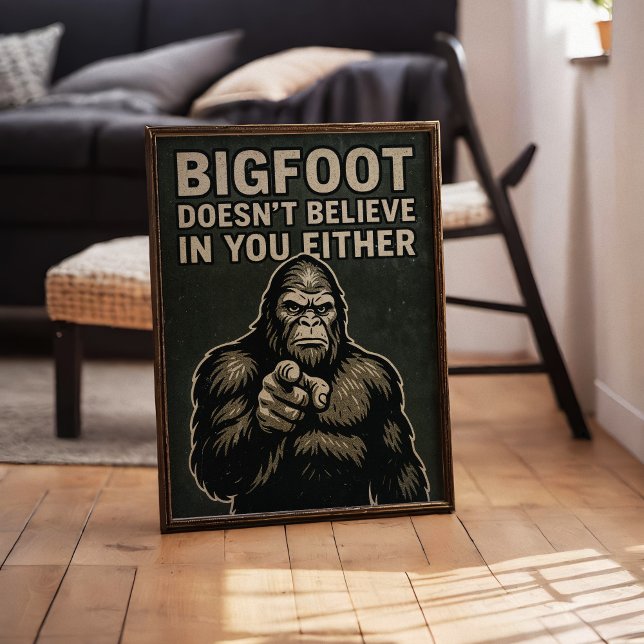 Bigfoot Sasquatch Acredita na Poster de Arte de Pa (This is a fun illustration that was created with the assistance of AI and edited with real textures.)