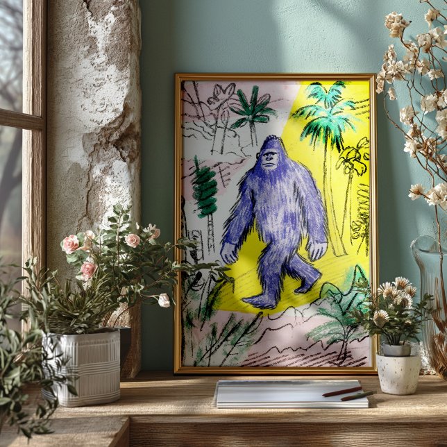 Bigfoot Walking Poster Print Wall Art (Criador carregado)