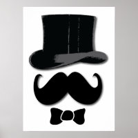 bigode, chapéu de cima e poster arco