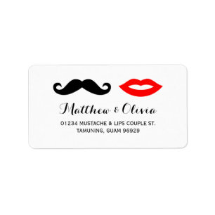Bigode & lábios que Wedding etiquetas de endereç