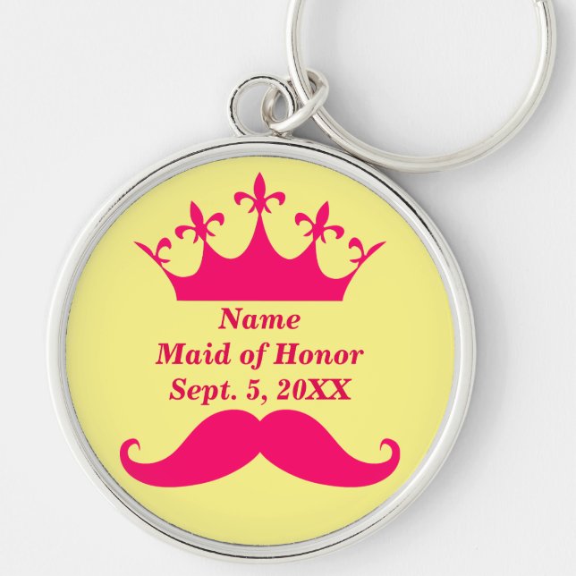 bigode rosa madrinha de casamento e Chaveiro de Ti (Frente)