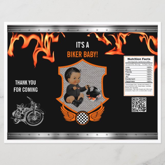 Biker Baby Orange Black Chip Bag (Frente)