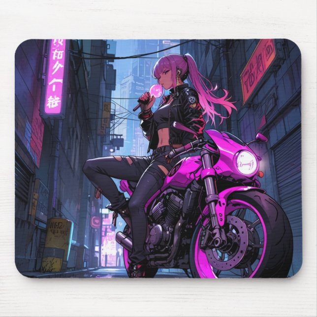 Biker Girl Mousepad (Frente)