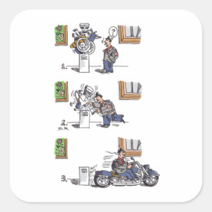 Biker no Museu grandes adesivos quadrados