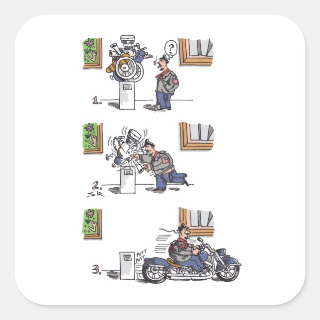 Biker no Museu grandes adesivos quadrados (Frente)