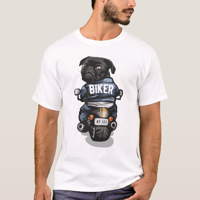Biker Pug T-Shirt (Frente)