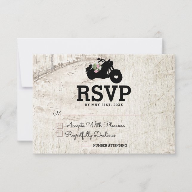 Biker Wedding RSVP Inserir Placa Aberta (Frente)