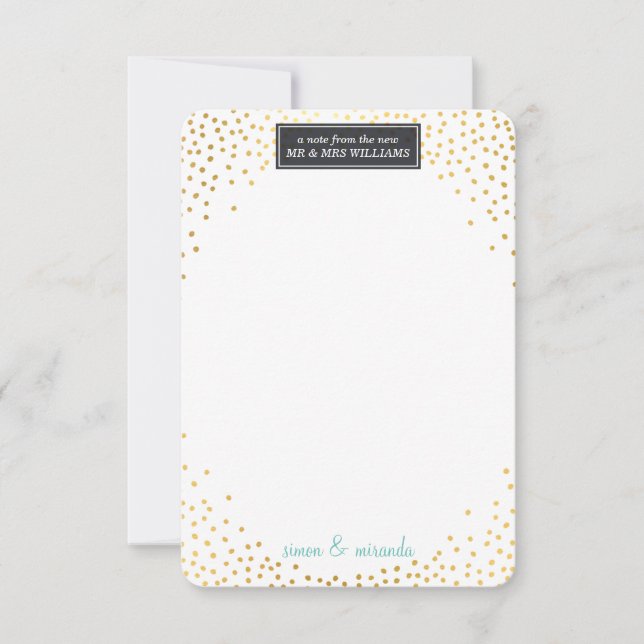 BILHETE DE AGRADECIMENTO CASAMENTO confete dourado (Frente)