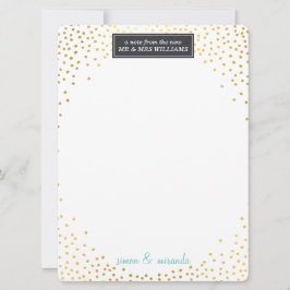 BILHETE DE AGRADECIMENTO CASAMENTO confete dourado