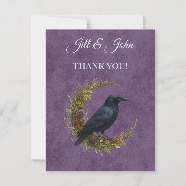 Bilhete de Agradecimento de Casamento com Folhagem (Frente)