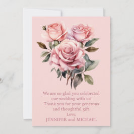 Bilhete de Agradecimento de Casamento com Rosas Pi