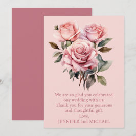 Bilhete de Agradecimento de Casamento com Rosas Pi