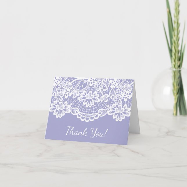 Bilhete de Agradecimento de Renda Vintage Lavanda (Frente)