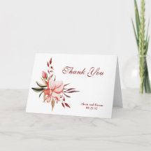 Bilhete de Agradecimento Floral Coral e Rosa
