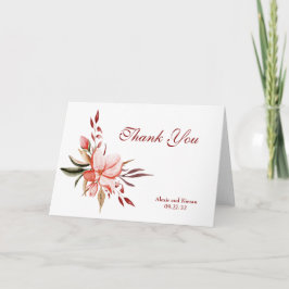 Bilhete de Agradecimento Floral Coral e Rosa
