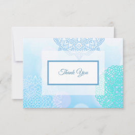 Bilhete de Agradecimento Mandala Azul, Turquesa e 
