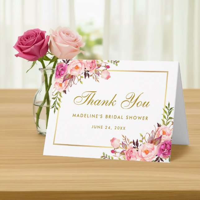 Bilhete de Agradecimento para Chá de Noiva Floral  (Customize to add text to inside of card.)