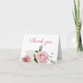 Bilhete de Agradecimento Rosa Pink Aquarela