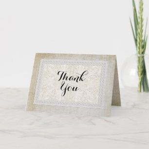 Bilhete de Agradecimento Rustic Lace com Linho Env