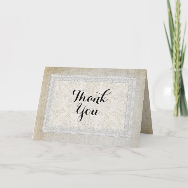 Bilhete de Agradecimento Rustic Lace com Linho Env (Frente)